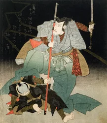 Ichikawa Danjuro VII überwältigt einen Gesetzesoffizier, ca. 1830-44